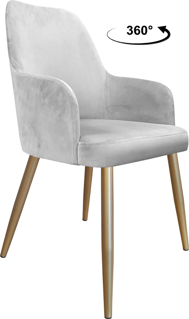 Krzesło WESTA tkanina Welur noga metalowa elegancki styl loftowy : Kolor nogi - Złota stożek, Kolor tkaniny - VELVET - MG39, Typ siedziska - Siedzisko obrotowe 360°