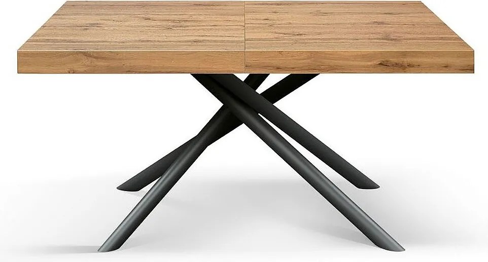 Stół drewniany, wykończenie dębowe, podstawa metalowa w kolorze antracytowym, 180×90–260×90 - CARRARA
