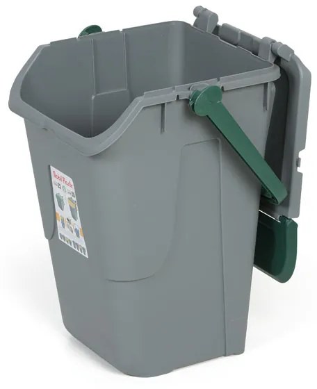 Plastikowy kosz do segregacji odpadów ECOLOGY II, 35 l, szaro-zielony