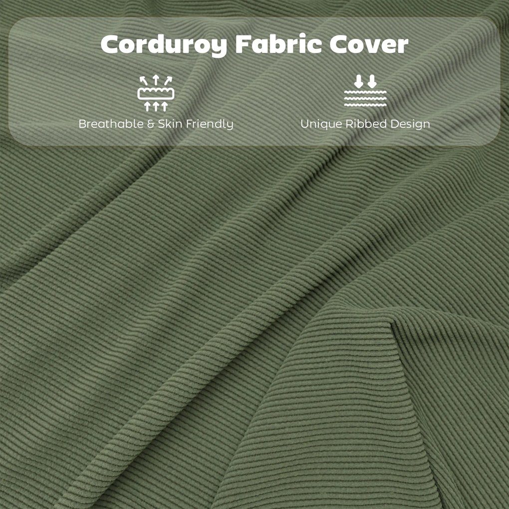 HOMCOM Zestaw 4 tapicerowanych krzeseł składanych, składane krzesła z obiciem ze sztruksu, oparcie, rama metalowa, zielone | Aosom PL