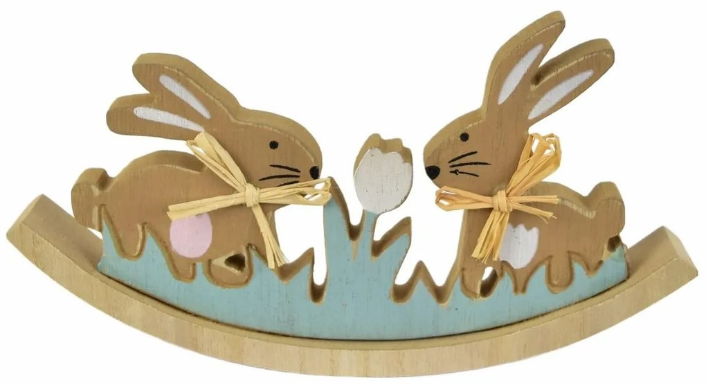 Wielkanocna dekoracja Huśtawka z króliczkami, 23 x11 x 3 cm