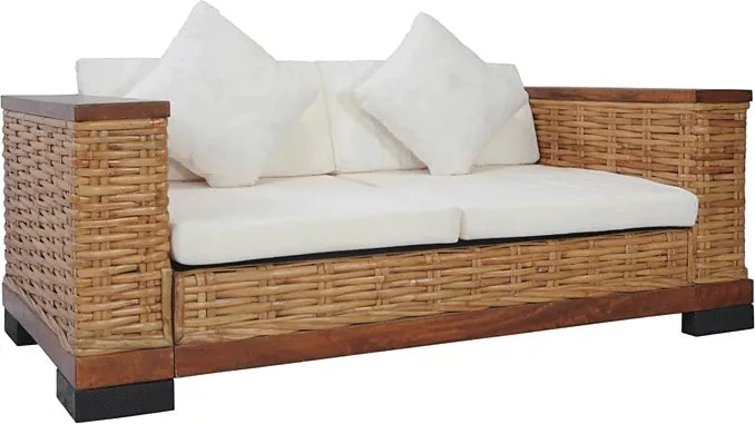 Sofa dwuosobowa - rattan + brąz G6-G54