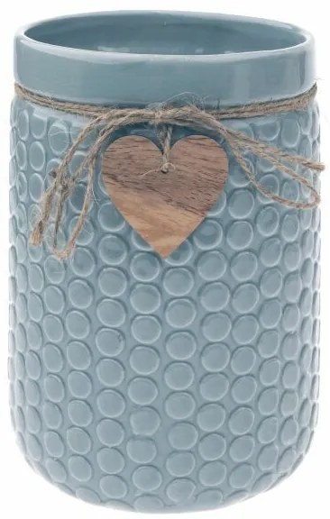 Ceramiczna waza Wood heart jasnoniebieska, 14 x 20cm