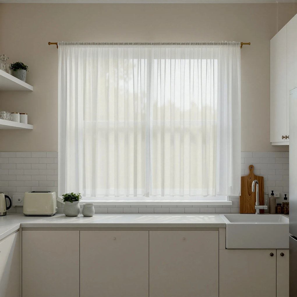 Firana gotowa Etamina na taśmie 300x160 biała elegancka żabki tunel