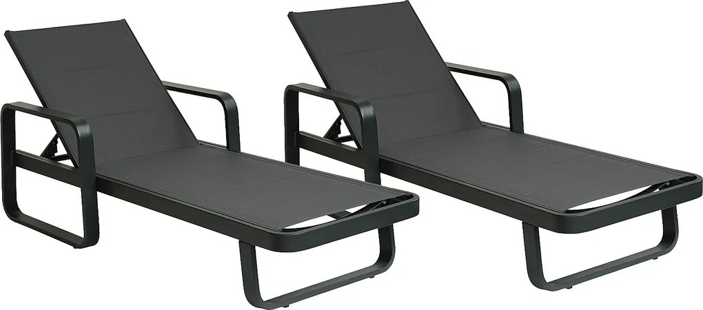Zestaw 2 leżaków z aluminium i textylenu - Antracytowy - KILA od MYLIA