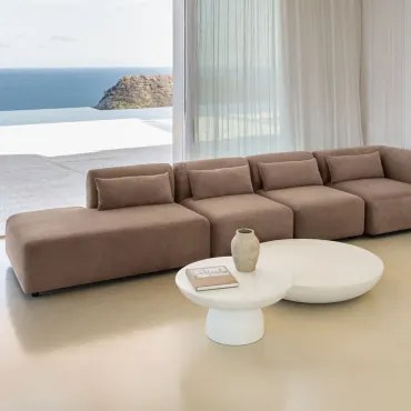 Sofa Modułowy Narożny 4-częściowy Z Lewym Szezlongiem Fogler Sztruks Brąz Karmelowy - Sklum