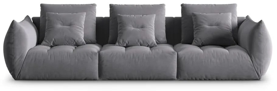 Ciemnoszara aksamitna sofa 332 cm Bloom – Micadoni