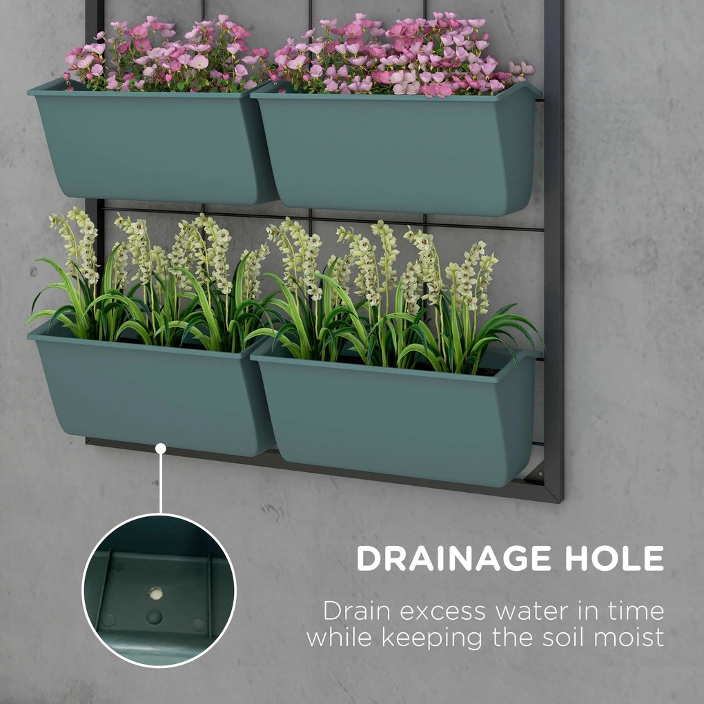 Outsunny Stolik na kwiaty z 8 skrzynkami do sadzenia, stosowalny, odporny na warunki atmosferyczne, 52,5 x 14 x 90 cm, Szary + Czarny