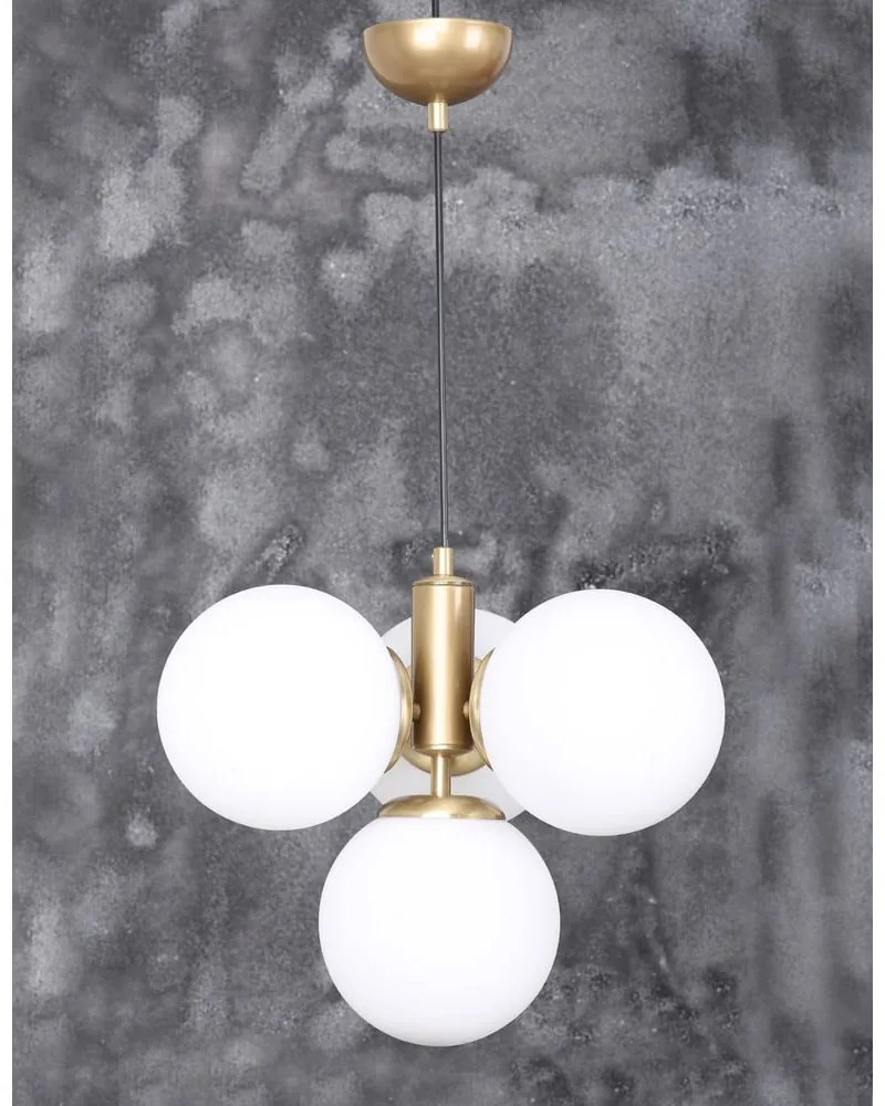 Lampa wisząca w biało-złotym kolorze ze szklanym kloszem ø 15 cm Hector – Squid Lighting