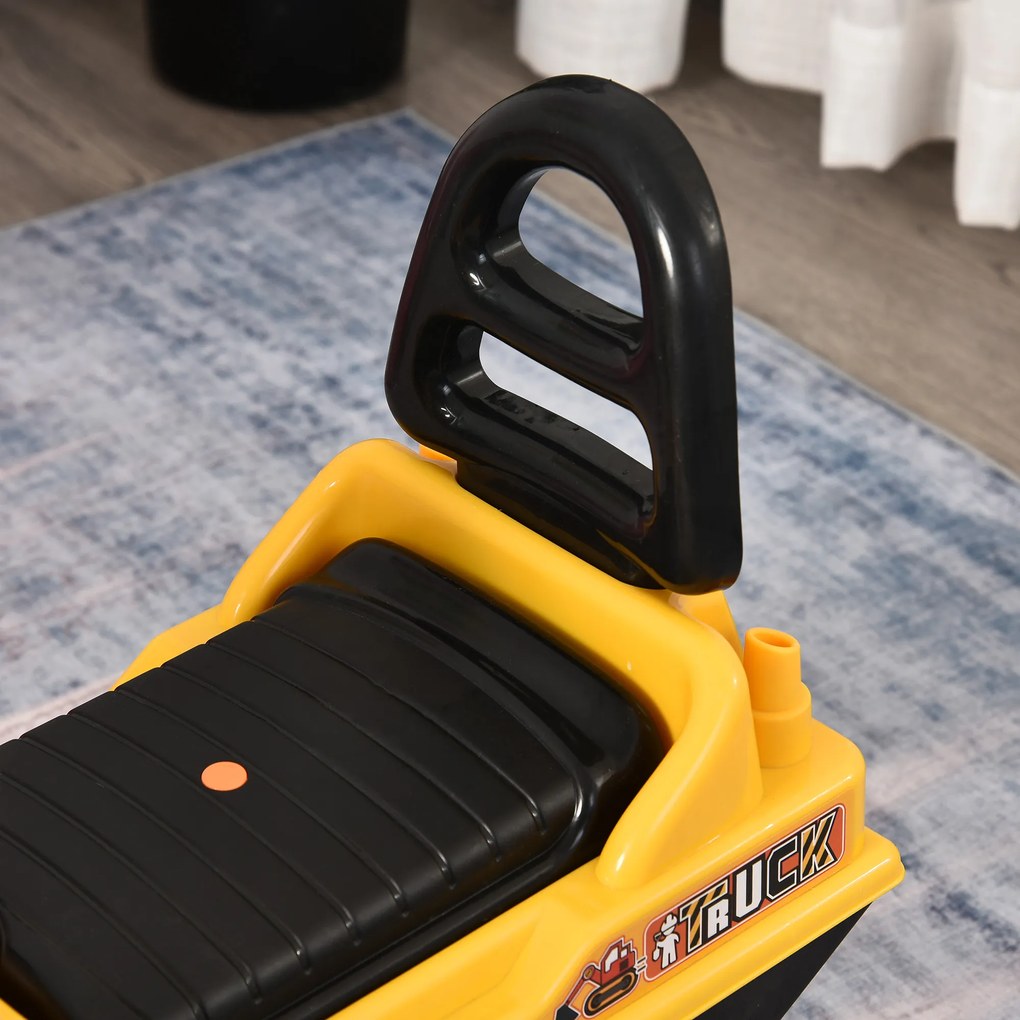 HOMCOM Koparka Dla Dzieci Samochodzik Z Klaksonem Żółty+Czarny Bezpieczna Zabawa Dla Maluchów | Aosom PL