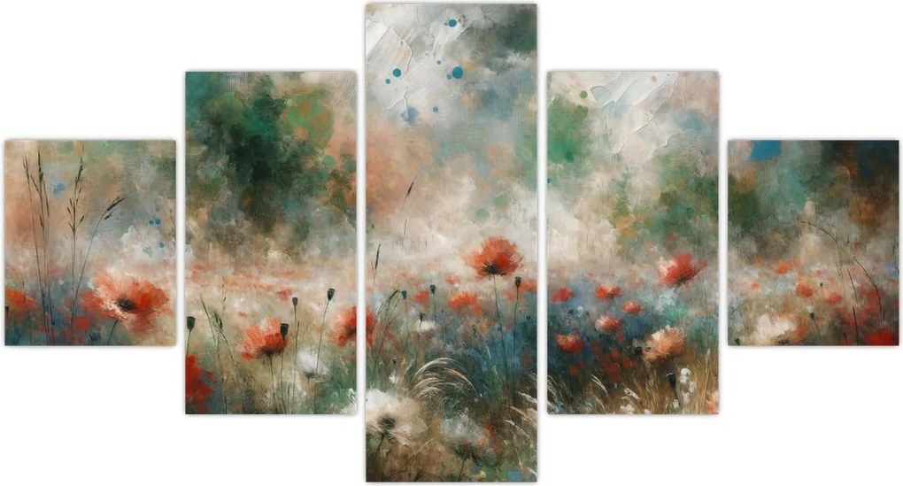 Obraz – Abstrakcja pola z makami (125x70 cm)