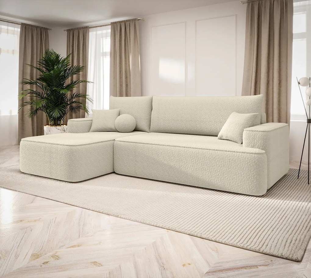 Beżowy narożnik tapicerowany z pojemnikiem P3-A60