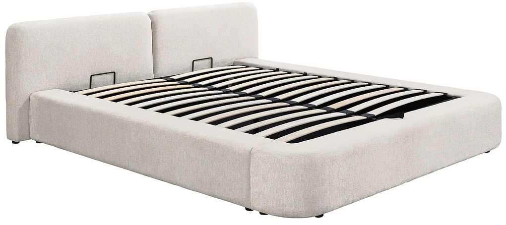 Łóżko ze skrzynią  180 x 200 cm - Tkanina - Beżowy - JUDALO od Maison Céphy