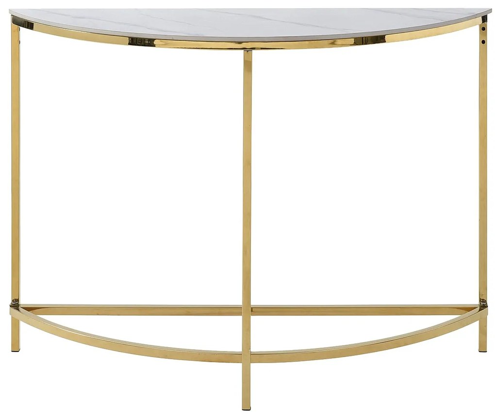 Konsola z ceramiki i stali nierdzewnej - Efekt białego marmuru i Złoty - CYLIAN Pascala Morabito