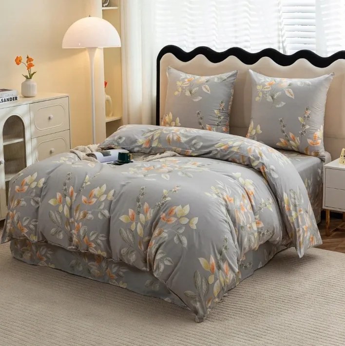 PrzytulneMieszkanie.pl PrzytulneMieszkanie.pl Pościel z mikrofibry MISTLEAF szara Rozmiar pościeli: 70 x 80 cm | 140 x 200 cm