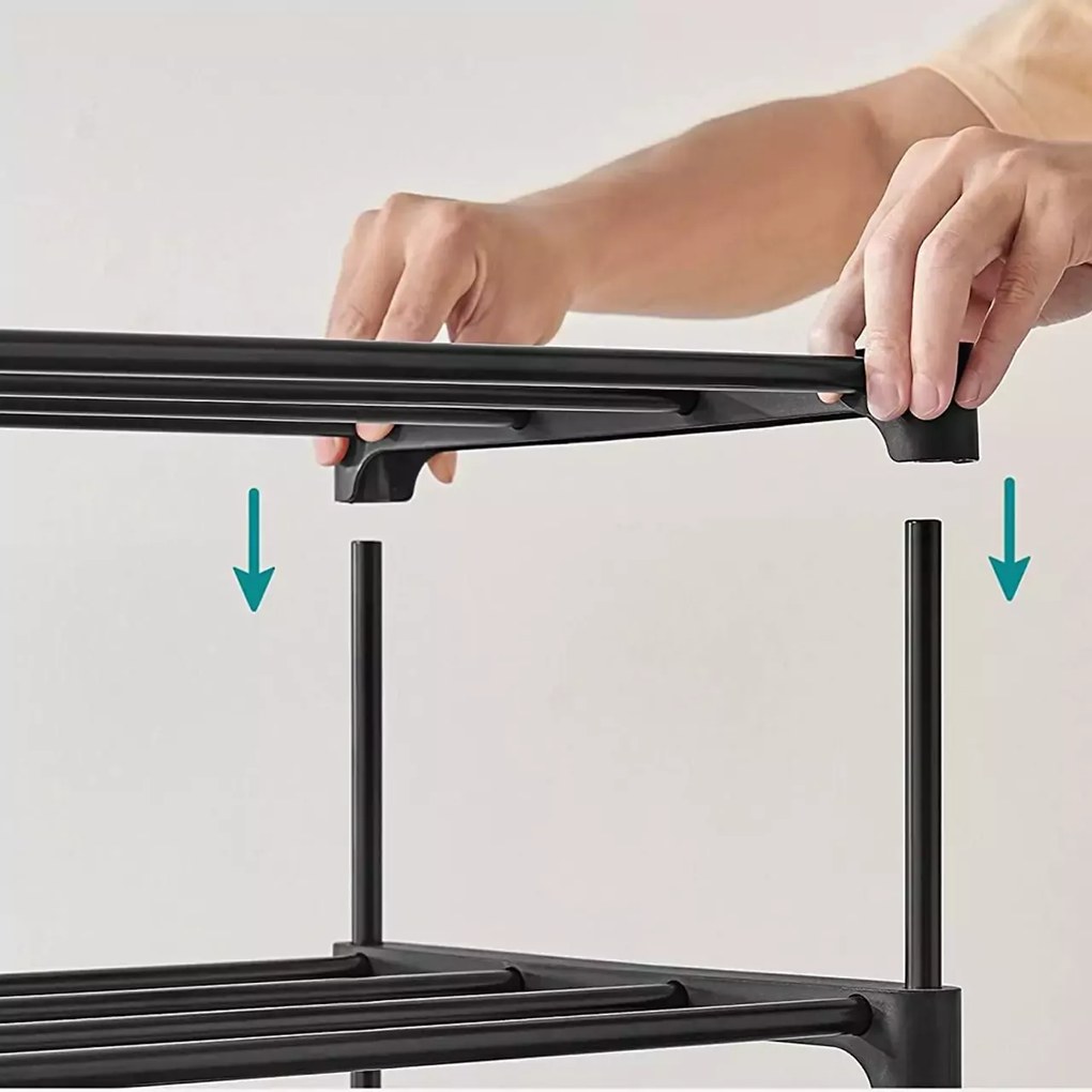 Metalowy stojak na buty SHOEN 92x30x54 cm czarny