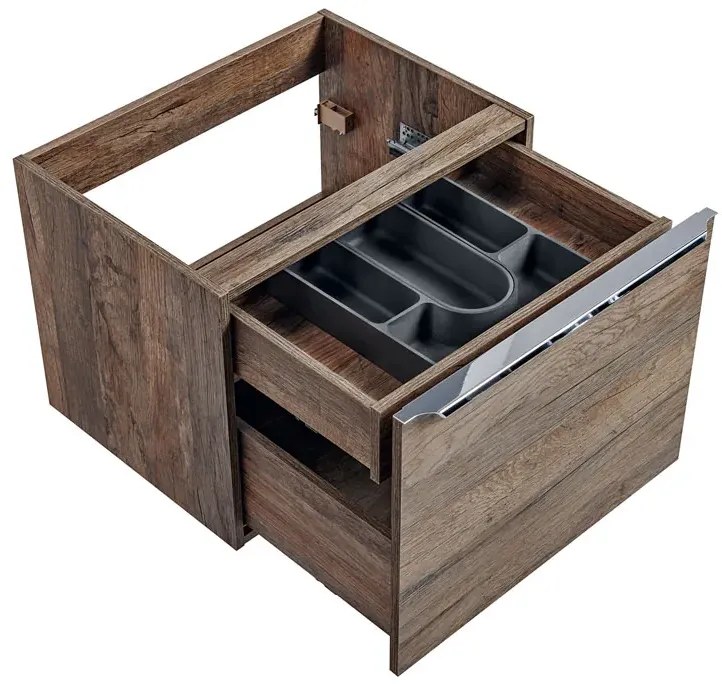 Wisząca szafka pod umywalkę dąb vintage - Muna 4X 60 cm