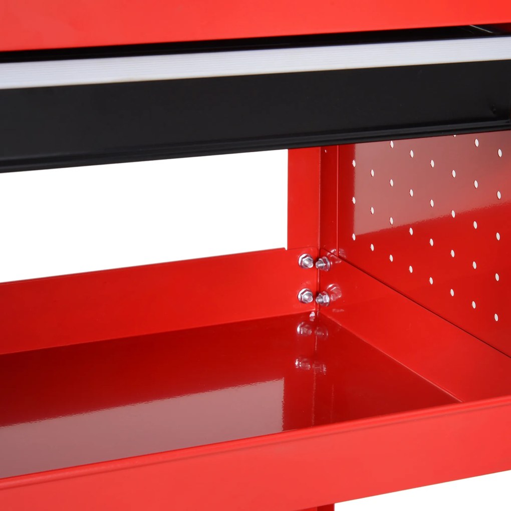 HOMCOM wózek narzędziowy czerwony 3 półki 4 kółka 82x35x76cm organizacja warsztatu | Aosom PL