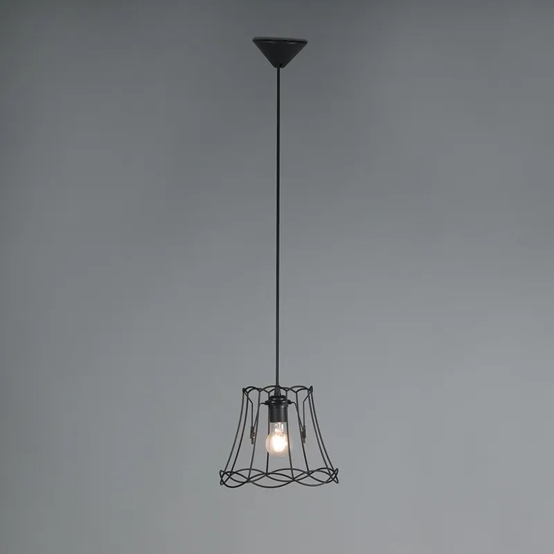 Retro Lampa wisząca czarna 25 cm - Granny Frame Retro Oswietlenie wewnetrzne