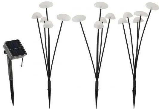 Aldotrade Lampa solarna Grzybki, zestaw 3 szt., wys. 43 cm, 15 LED, ciepła biała