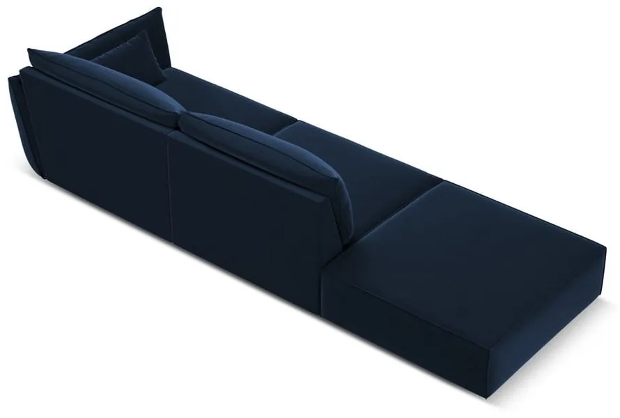 Ciemnoniebieska aksamitna sofa prawostronna 264 cm Vanda – Mazzini Sofas