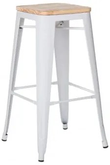 Zestaw 4 Sztaplowanych Wysokich Stołków Stalowych Lix Naturalna - Biala & ↑75 Cm - Sklum