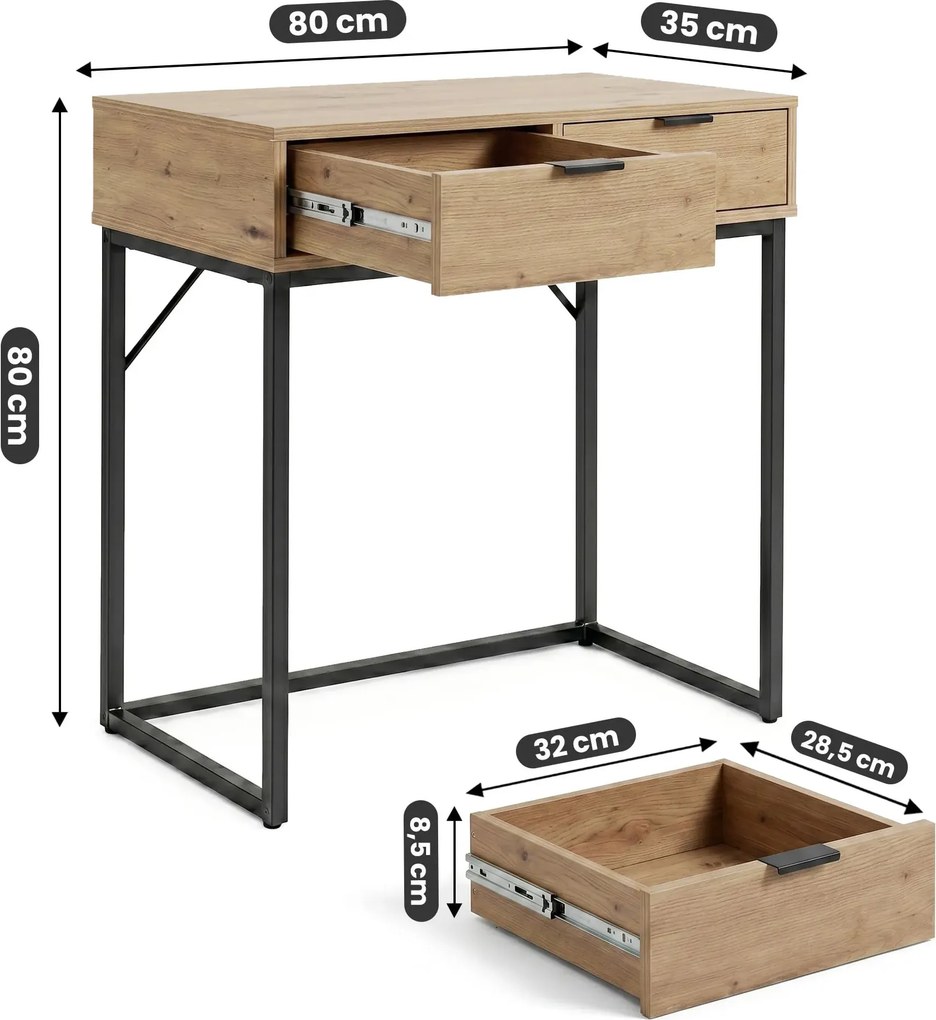 Nowoczesna konsola z 2 szufladami dąb artisan D1-N76