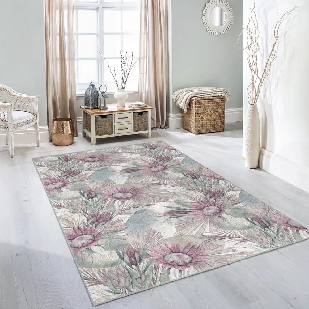 Fioletowo-szary chodnik odpowiedni do prania 80x200 cm Dusty Flowers – Mila Home