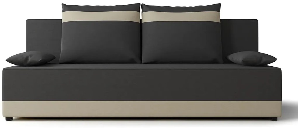 Szaro-beżowa sofa rozkładana z pojemnikiem E6-M34