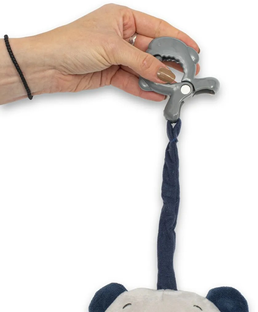 Baby Mix Pluszowa zabawka dla dzieci z mechanizmemmuzycznym i klipsem Miś niebieski, 24 cm