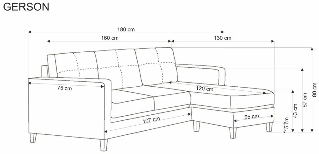 Sofa GERSON szara z podnóżkiem HALMAR