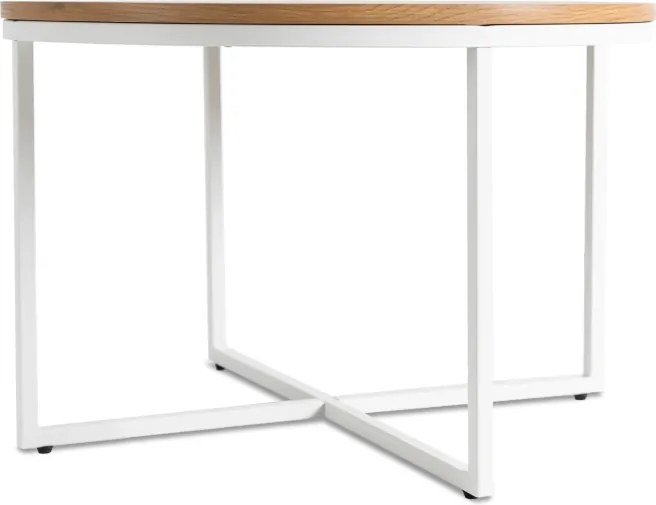 Stolik Kawowy HANTEL 70 cm Dąb Złoty/Biały Skandynawski