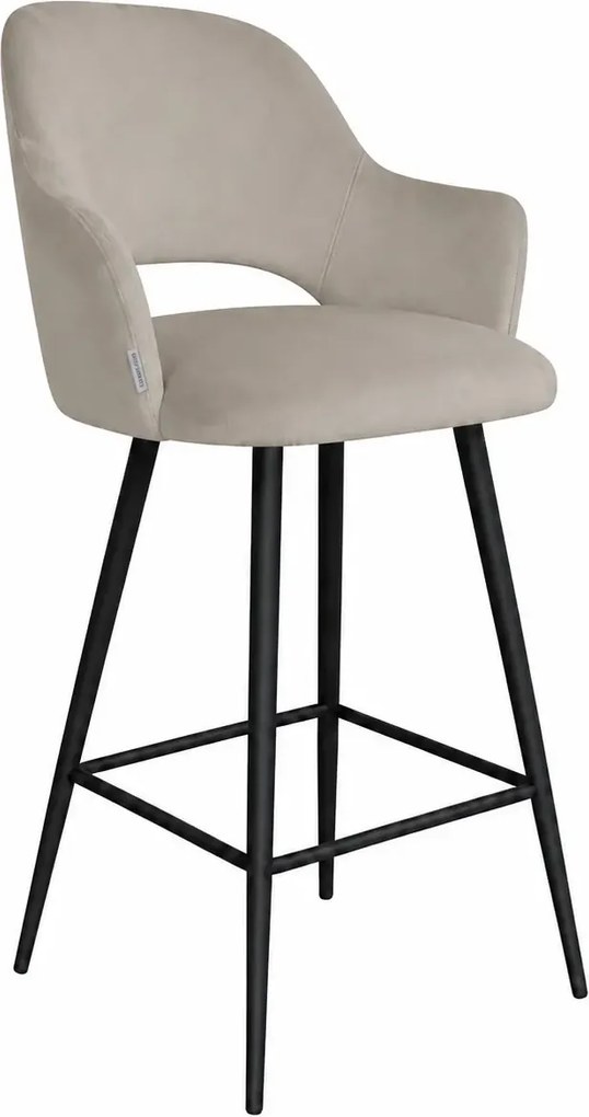 Hoker Milano krzesło barowe tkanina Welur podstawa metalowa : Kolor nogi - Czarna stożek, Kolor tkaniny - VELVET - MG09, Typ siedziska - Siedzisko obrotowe 360°