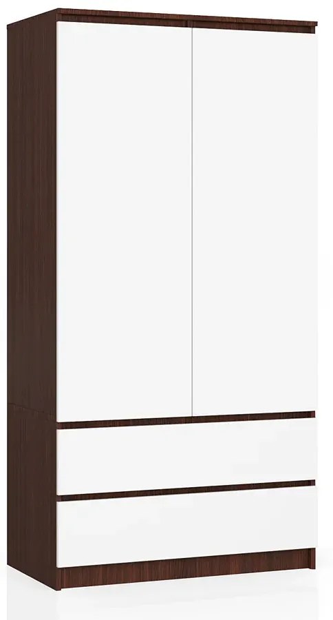 Szafa ubraniowa dwudrzwiowa z szufladami wenge + biały B5-Z33