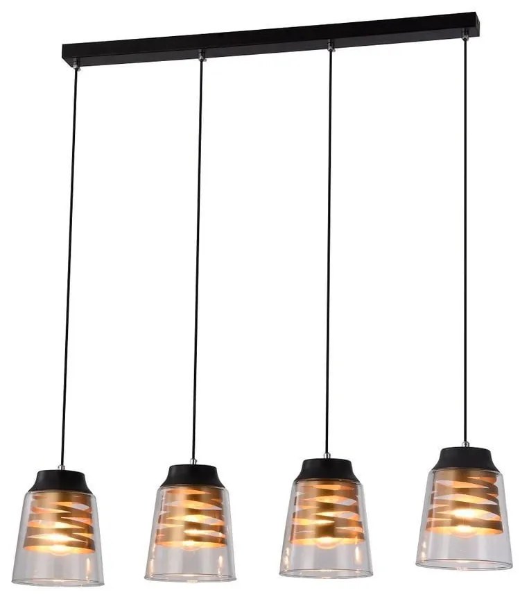Czarna lampa wisząca ze szklanym kloszem 15.5x84 cm Fresno – Candellux Lighting