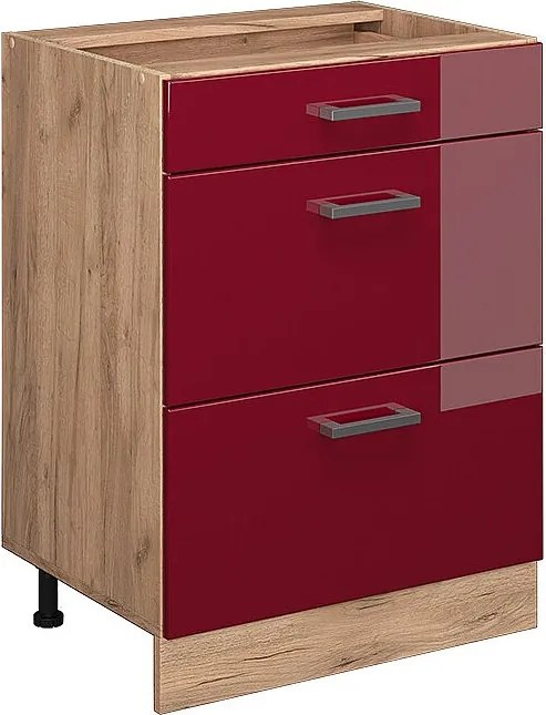 Szafka dolna do kuchni czerwony połysk 60x46x81.6 r-line