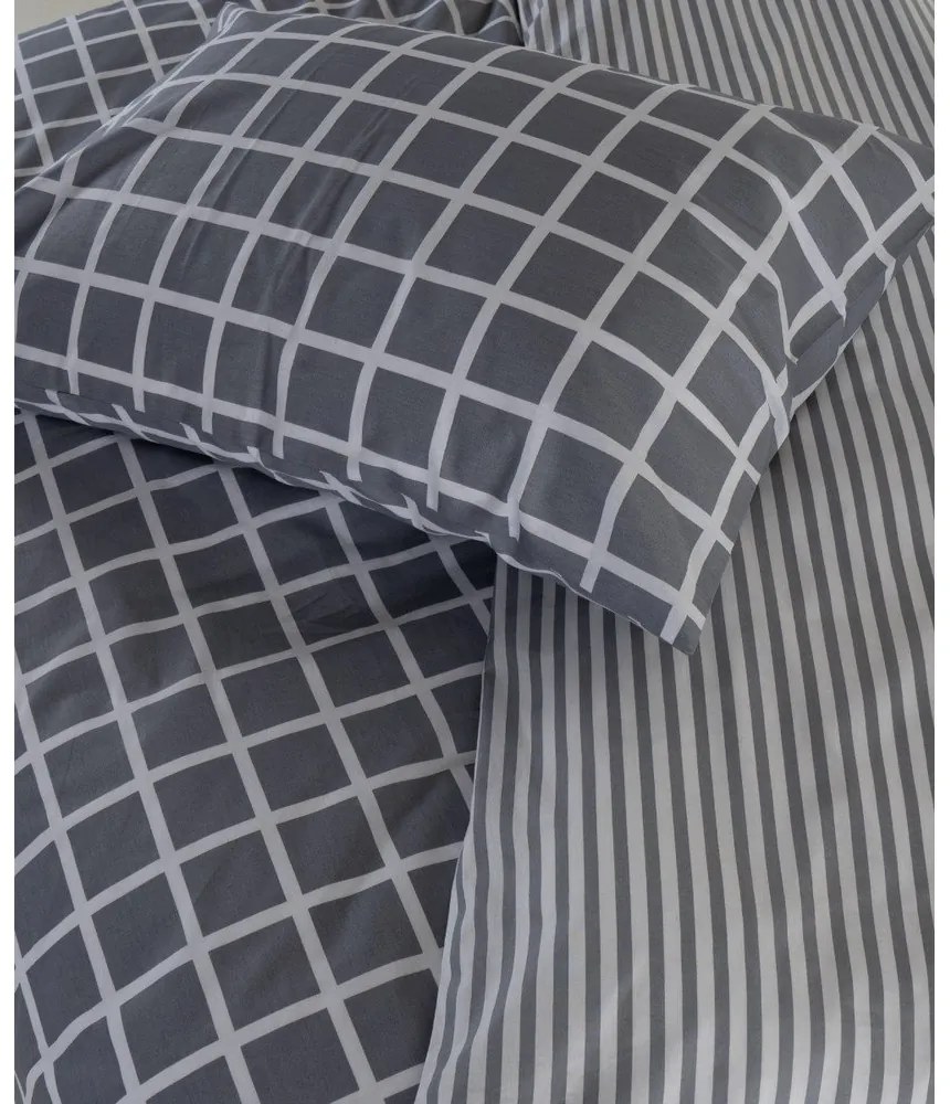 Szara pościel jednoosobowa z bawełny renforcé 140x200 cm Linear Calm Geometric – Mila Home Luxury