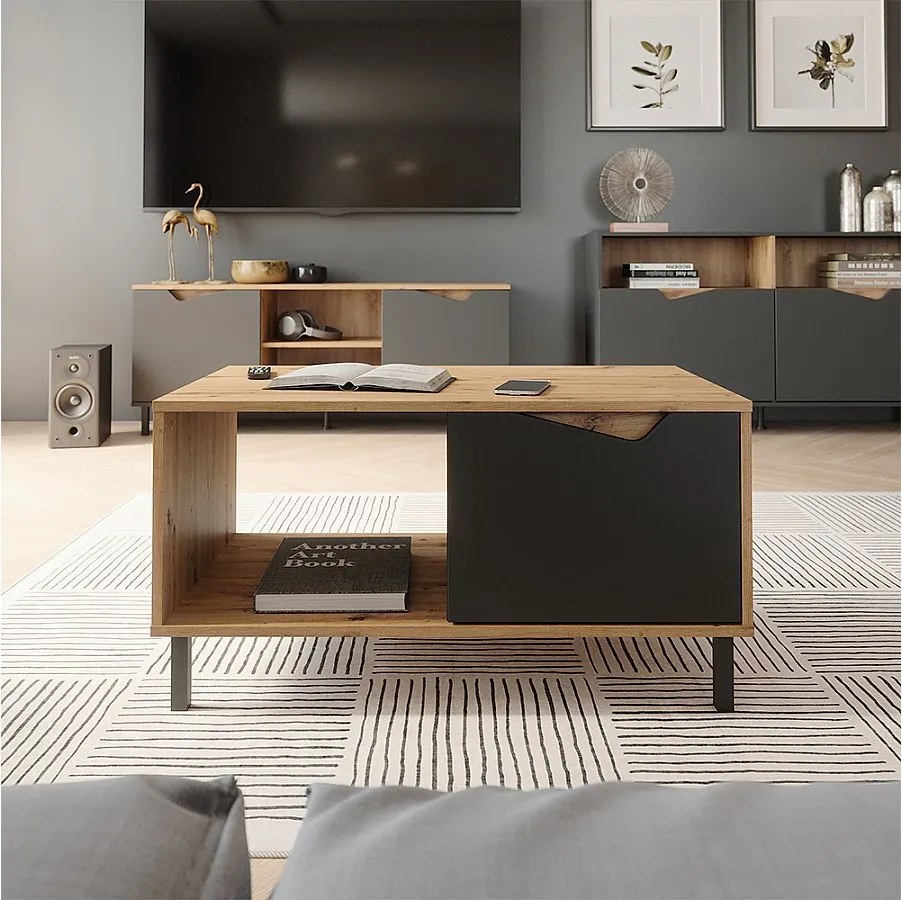 Stolik kawowy antracyt/artisan 90x50x47 marelle