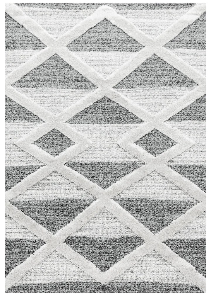 Dywan nowoczesny Pisa 3D Geometria kremowo-szary 80 cm x 150 cm