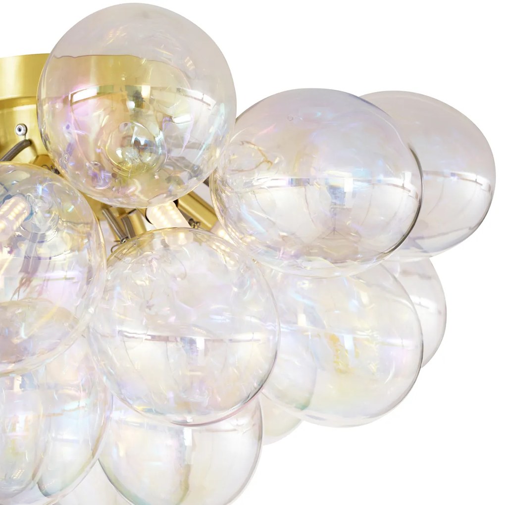 Designerska lampa sufitowa mosiężna z tęczowym szkłem 6-punktowa - UvasDesignerski Oswietlenie wewnetrzne