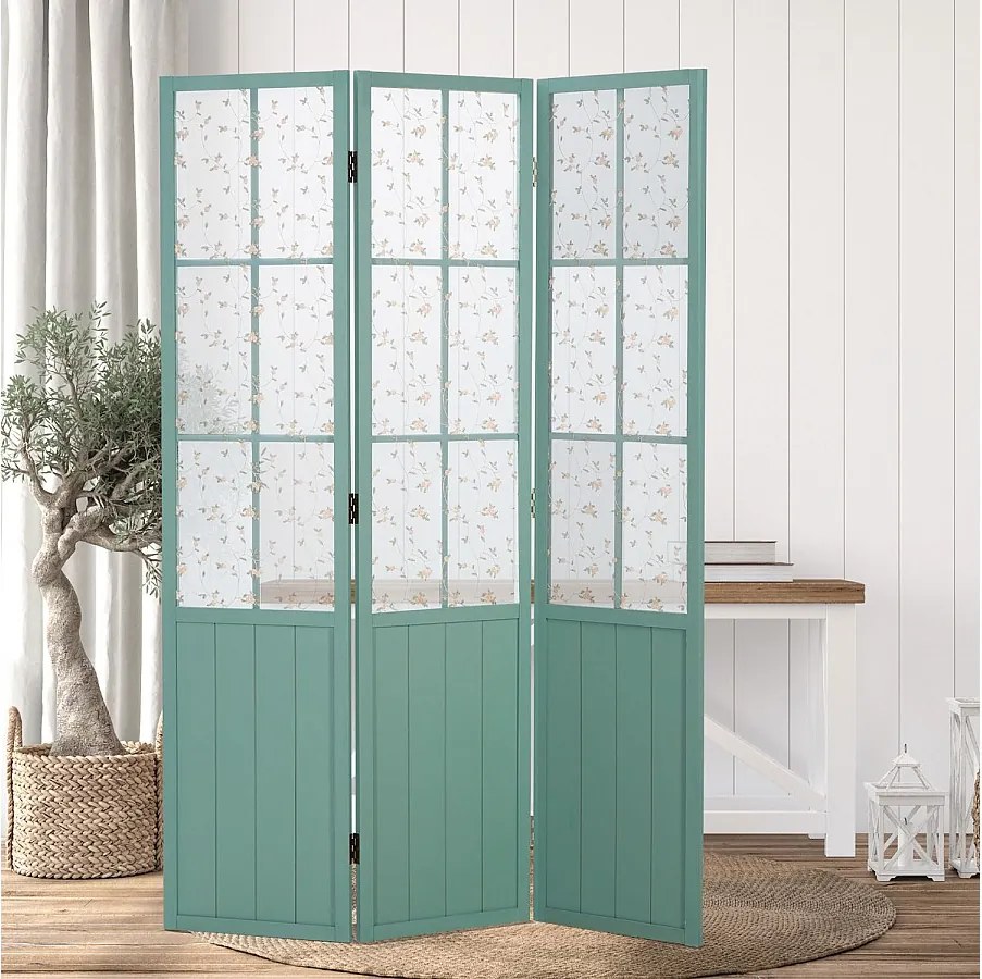 Parawan 170x120x2 cm Turkusowy Styl Wiejski