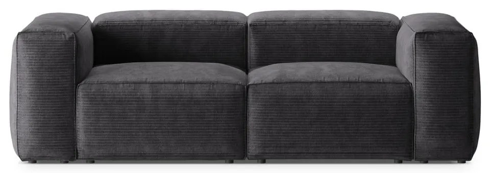Ciemnoszara sztruksowa sofa 224 cm Bergamo – Cosmopolitan Design