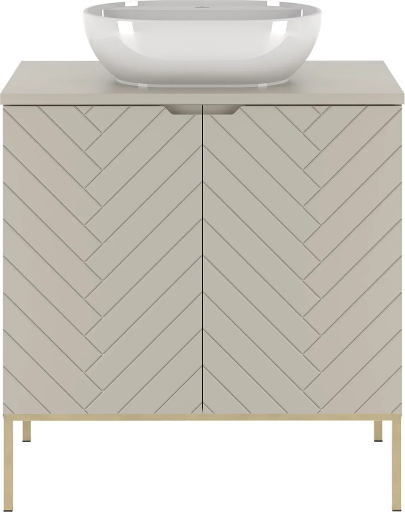 Szafka z umywalką nablatową Aspen 08, cashmere/złoty, 80 cm - zestaw 2