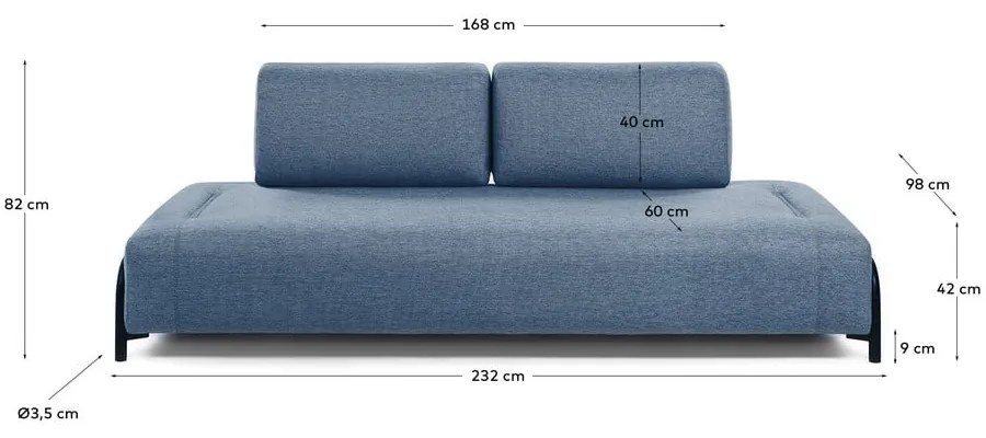 Niebieska sofa Kave Home Compo