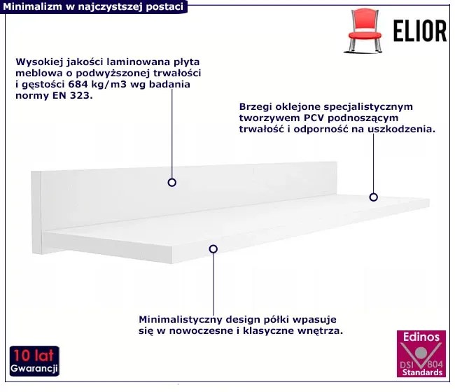 Biała Nowoczesna Półka Wisząca 80 Cm H2-D13