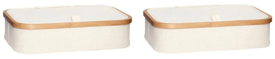 Beżowe tekstylne pojemniki zestaw 2 szt. z pokrywką 38x26x9 cm Ecru – Hübsch
