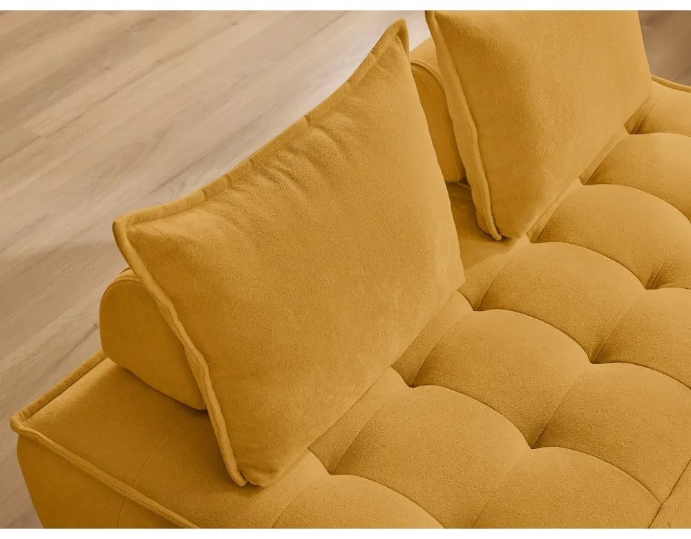 Musztardowa sofa z materiału bouclé 175 cm Elisa – Bobochic Paris