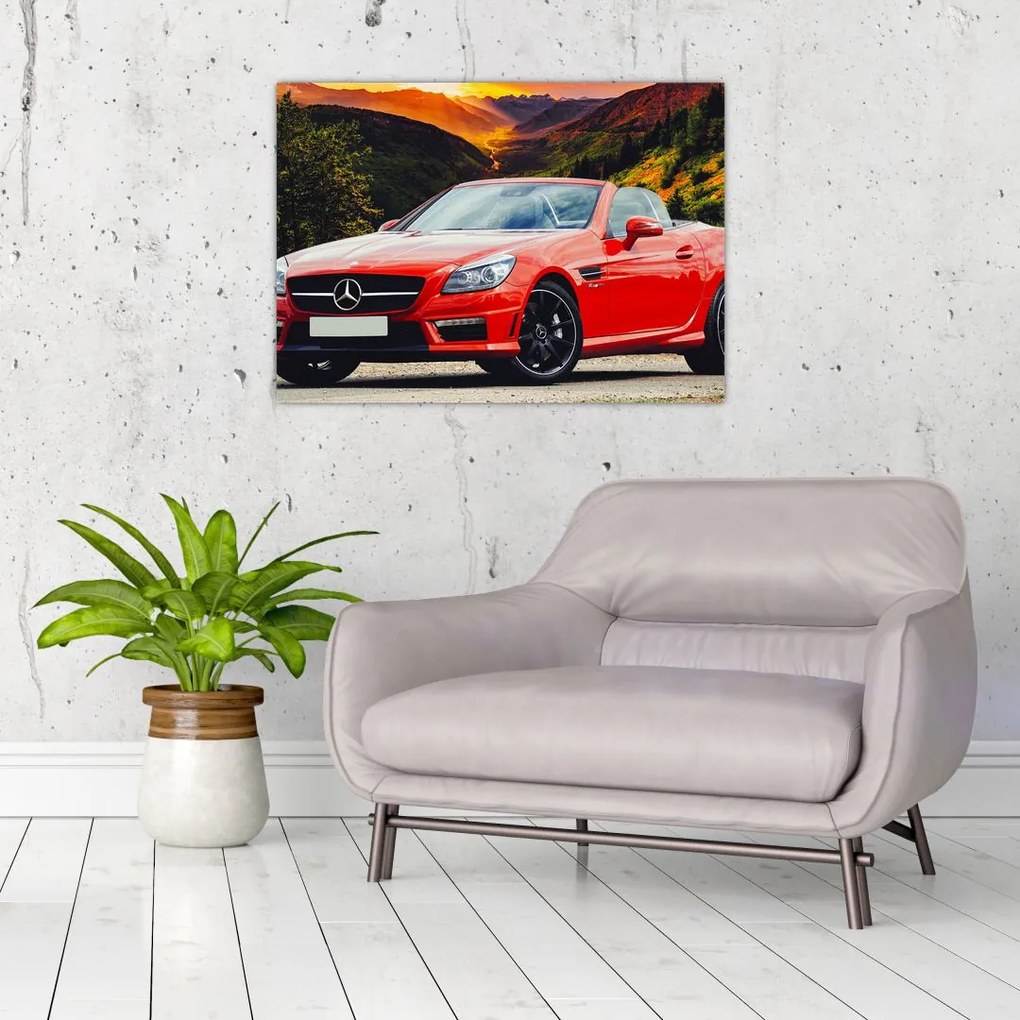 Obraz - czerwony Mercedes (70x50 cm)