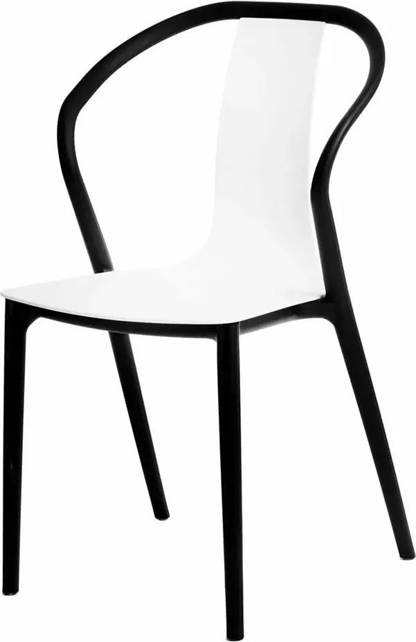 Białe designerskie krzesło tulipan z czarnymi nogami - K8-W38