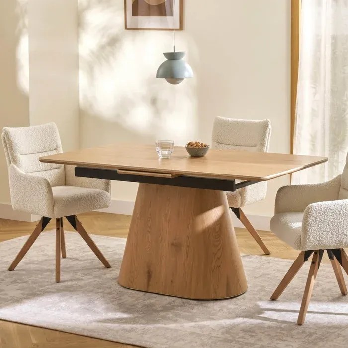 Stół Rozkładany Prostokątny LIZBONA 160-200 cm Ceramiczny Dąb do Jadalni Nowoczesny